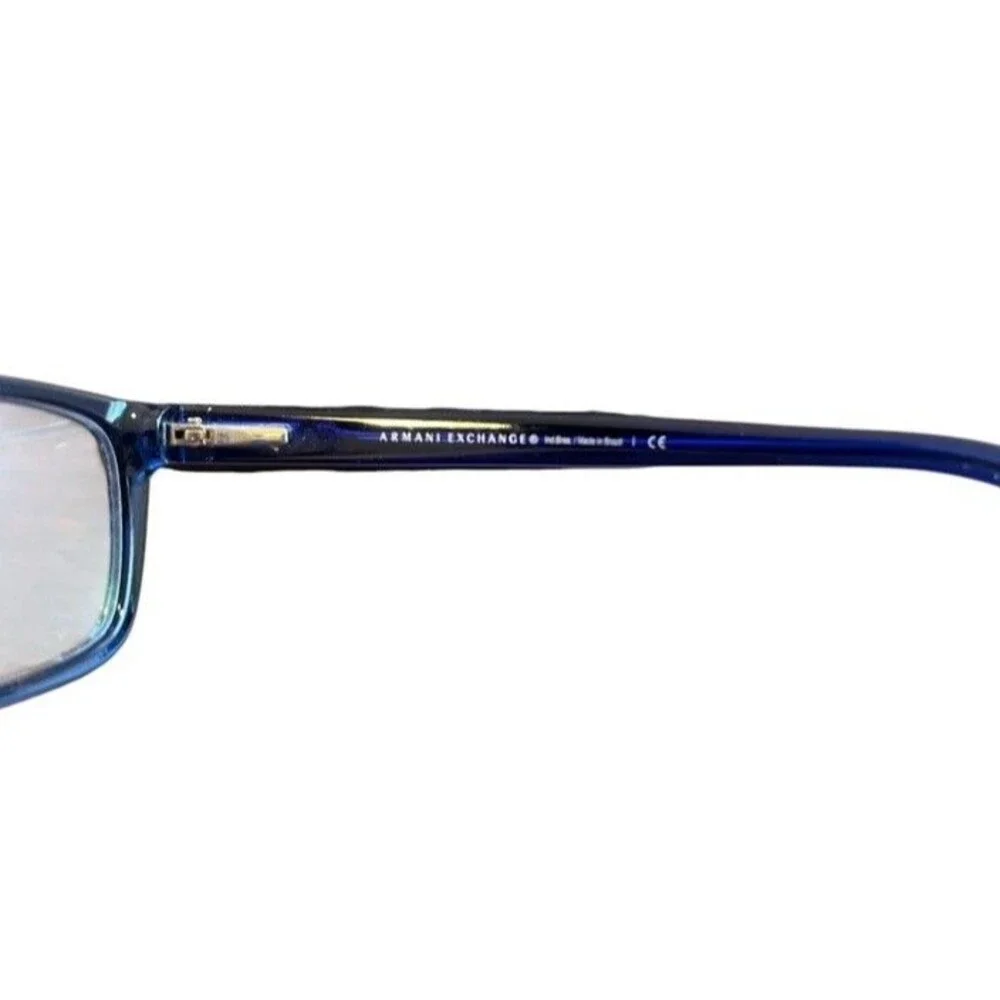 Armani Exchange Shiny Transparent Blue Eyeglass Frames Case Cloth 53-17-145